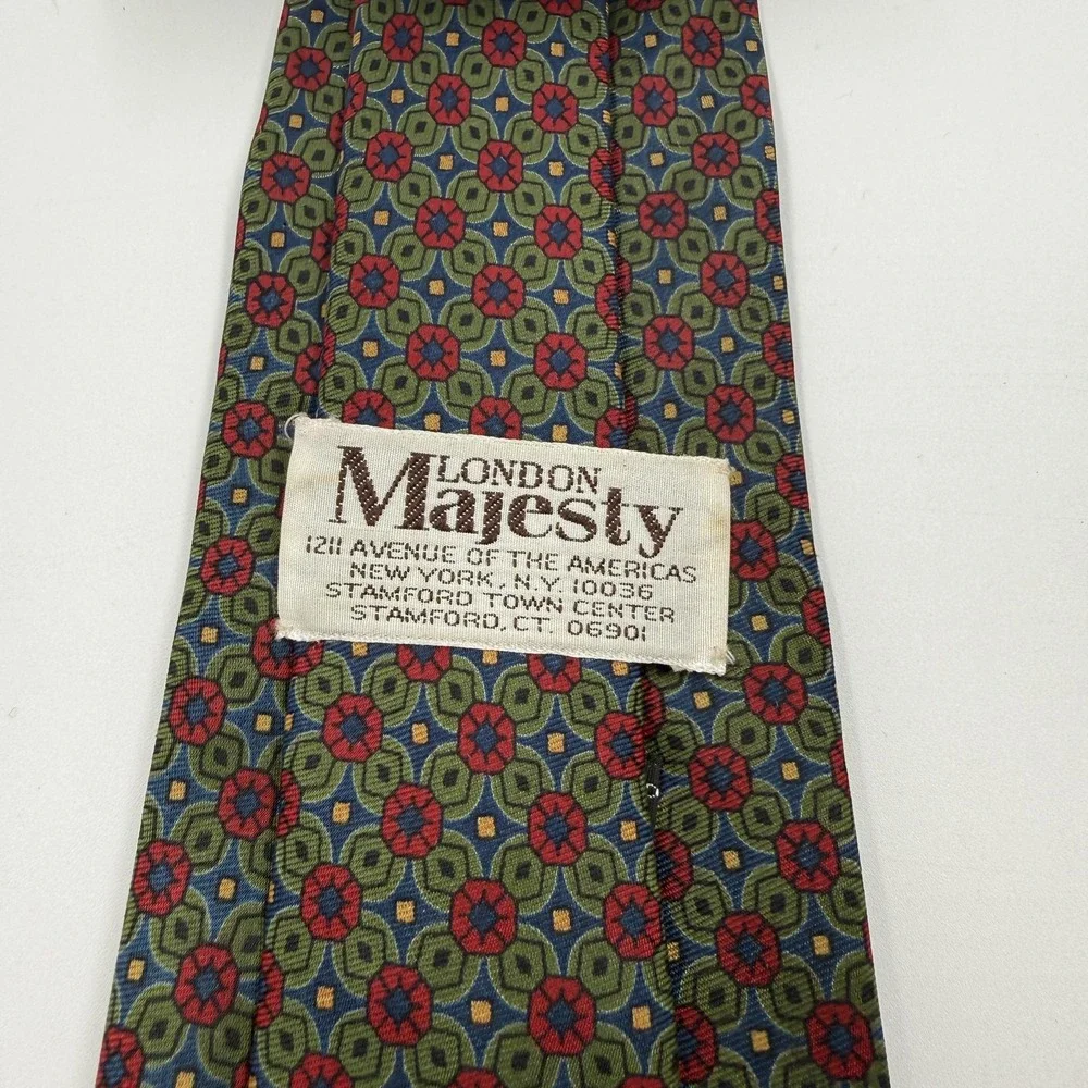 Majesty Tie Mens One Size Multicolor Geometric Silk Made In England Classic